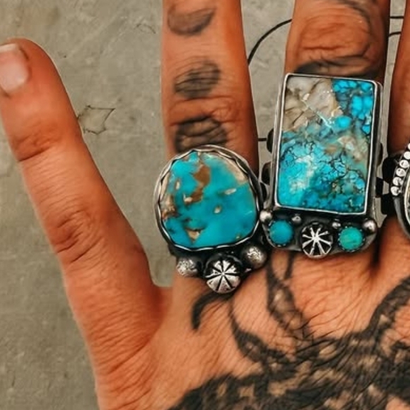 Never ending threads Jewelry - Rugged Turquoise and Sterling Silver Ring
